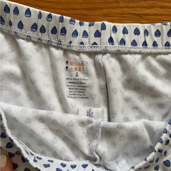 Roller Rabbit White and Blue Heart-Print Short Pajama Set - Picture 2 of 3